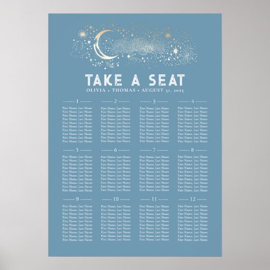 Stars Moon Celestial Seating Chart Poster (Vorne)