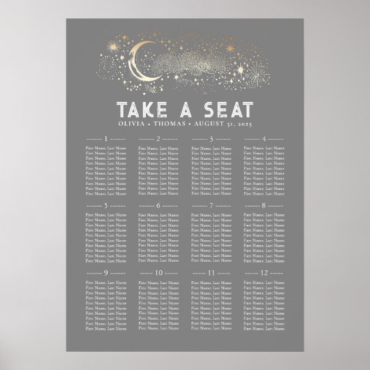 Stars Moon Celestial Seating Chart Poster (Vorne)
