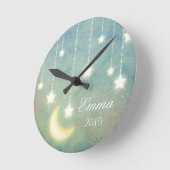 Stars Moon Celestial Shiny Glühende Lichter Runde Wanduhr (Winkel)