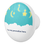 Stars Moon & Clouds Aquamarin & Gelb Kinderzimmer  Keramikknauf (Rechts)