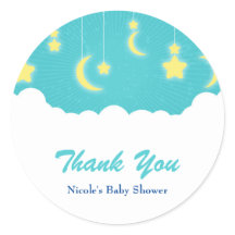 Stars Moon & Clouds Babydusche Pflegeaufkleber