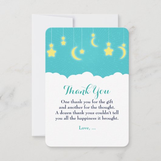 Stars Moon & Clouds Kinderdusche Danke Karte (Vorderseite)