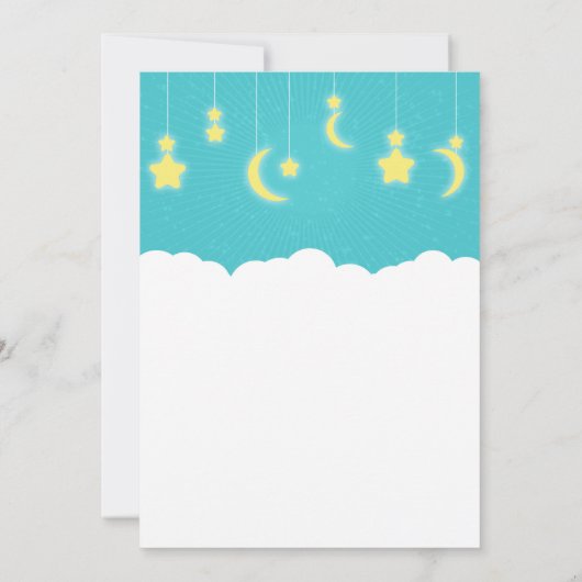 Stars Moon & Clouds Kinderdusche Einladungen (Rückseite)