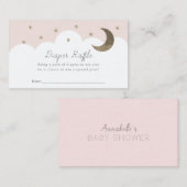 Stars Moon & Clouds Pink Diaper Raffle Ticket Encl Begleitkarte (Vorne/Hinten)