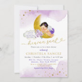 Stars Moon Lilac Heaven Sent Mexican Baby Shower Einladung (Vorderseite)