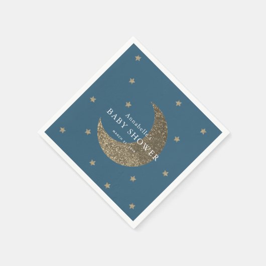 Stars & Moon Navy Blue Baby Duschpapier Napkins Serviette (Ecke)