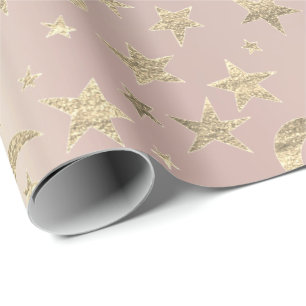 Stars Moon Skinny Blush Gold Metal Sky Meister Geschenkpapier