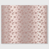 Stars Moon Skinny Rose Rosa Funkelnd Pastete VIP Geschenkpapier (Flach)