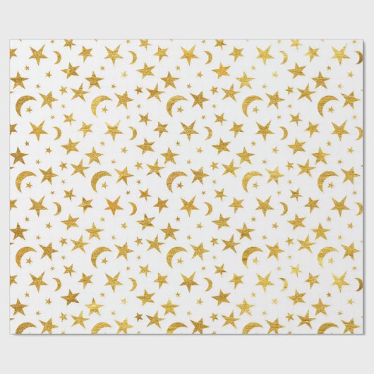 Stars Moon Sky Weißes Galaxie Elegante Elegante Geschenkpapier (Flach)