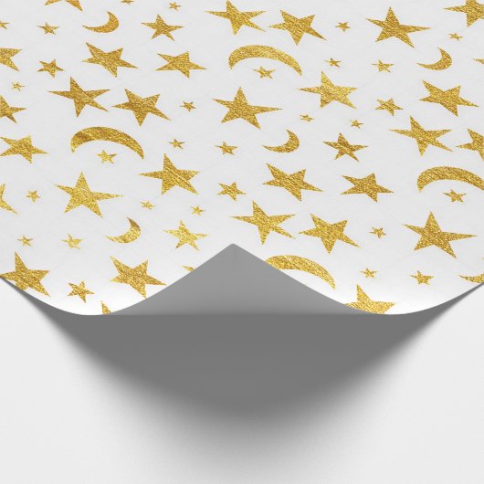 Stars Moon Sky Weißes Galaxie Elegante Elegante Geschenkpapier (Ecke)