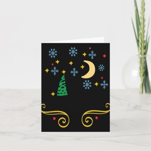 Stars Moon Snowflakes And Merry Christmas Kids T S Karte (Vorderseite)