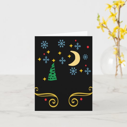 Stars Moon Snowflakes And Merry Christmas Kids T S Karte (Gelbe Blume)