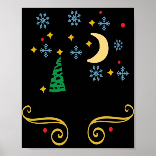 Stars Moon Snowflakes And Merry Christmas Kids T S Poster (Vorne)