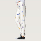 Stars Moons Punkte Nahtloses Muster Leggings (Links)
