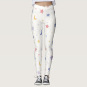 Stars Moons Punkte Nahtloses Muster Leggings (Vorderseite)