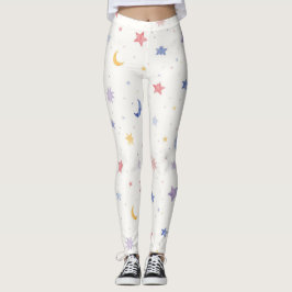 Stars Moons Punkte Nahtloses Muster Leggings