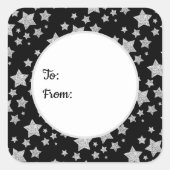 Stars-Muster für Glitzern aus dem Silber-Glitzer b Quadratischer Aufkleber (Vorderseite)