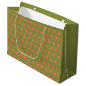 Stars Muster Trending Colors Green Coral Große Geschenktüte (Vorderseite Schrägansicht)