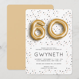 Stars n Gold Foil Ballon Typ 60. Geburtstag Einladung