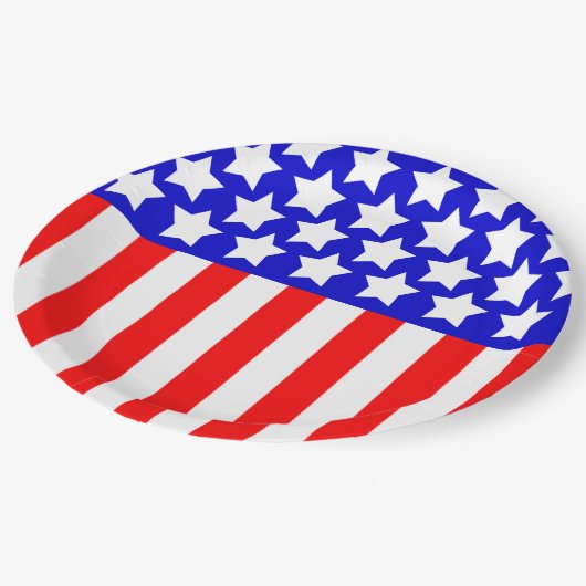 Stars N Stripes Red White Blue Pappteller (Schrägansicht)