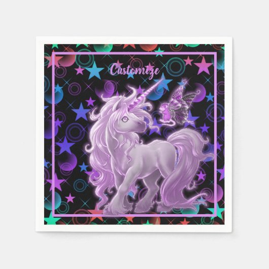 Stars 'n Stuff Pink Unicorn Serviette (Vorderseite)