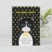 Stars & Niedliche Geburtstag Cat Pajama Party Einladung (Stehend Vorderseite)