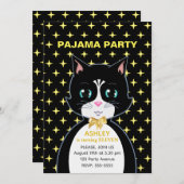 Stars & Niedliche Geburtstag Cat Pajama Party Einladung (Vorne/Hinten)