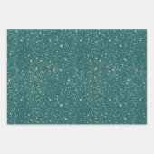 Stars Night Sky Celestial Aquamarin und Gold Muste Geschenkpapier Set (Vorderseite 2)