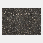 Stars Night Sky Celestial Black and Gold Muster Geschenkpapier Set (Vorderseite)