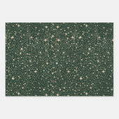 Stars Night Sky Celestial Emerald Green und Gold Geschenkpapier Set (Vorderseite)