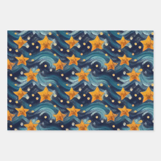 Stars Night Sky Geburtstag Geschenkpapier Set (Vorderseite 3)