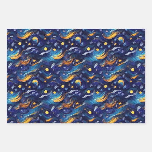 Stars Night Sky Geburtstag Geschenkpapier Set (Vorderseite)