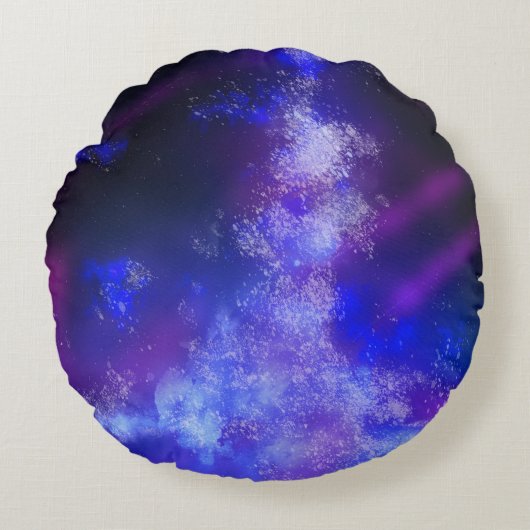 Stars Night Sky Mitternacht Blue Milky Way Rundes Kissen (Vorderseite)