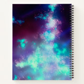Stars Night Sky Mitternacht Lila grüne Milchstraße Notizblock (Rückseite)