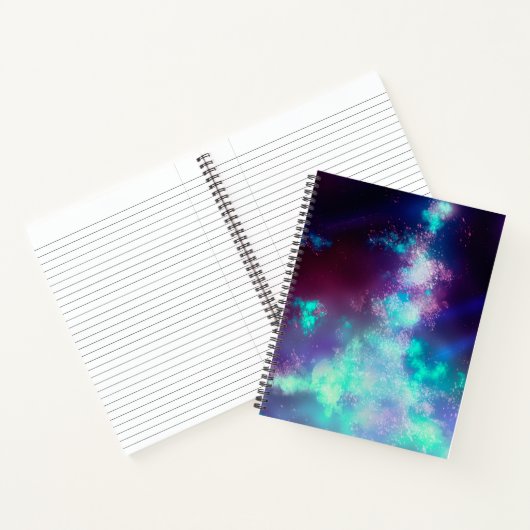 Stars Night Sky Mitternacht Lila grüne Milchstraße Notizblock (Innenseite)