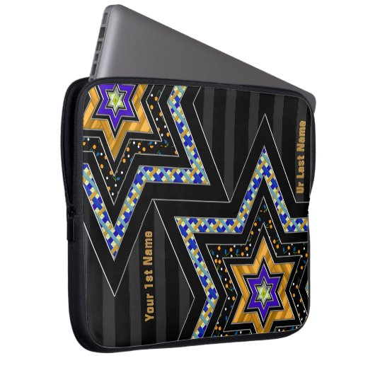 STARS of David and Stripes v1 (Personalisiert) Laptopschutzhülle (Vorne Rechts)