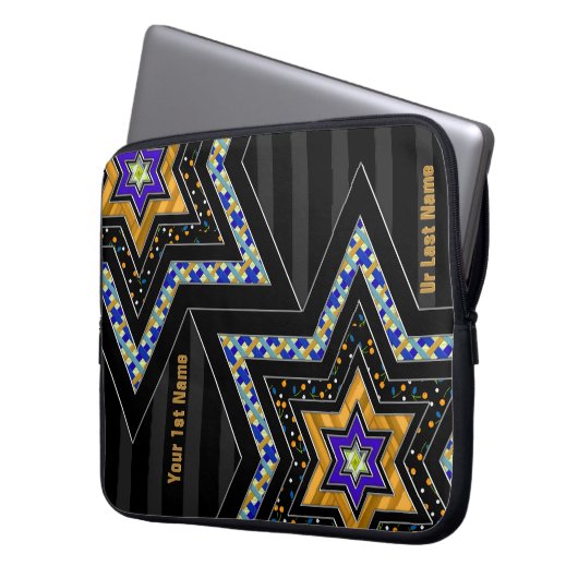 STARS of David and Stripes v1 (Personalisiert) Laptopschutzhülle (Vorderseite Links)
