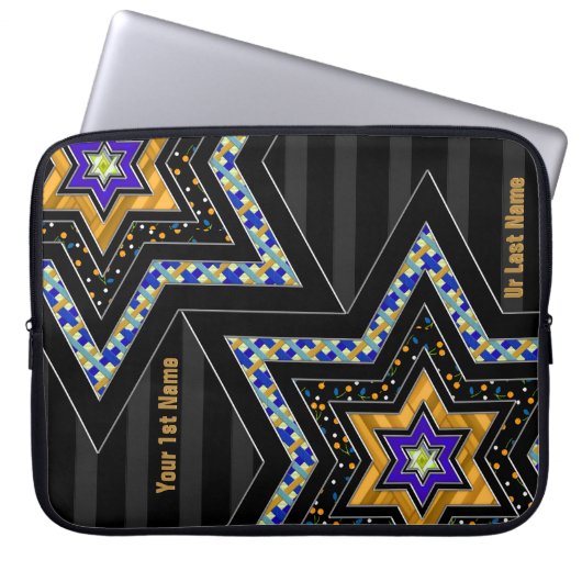 STARS of David and Stripes v1 (Personalisiert) Laptopschutzhülle (Vorderseite)