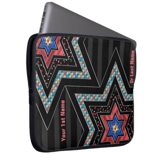 STARS of David and Stripes v2 (Personalisiert) Laptopschutzhülle (Vorne Rechts)