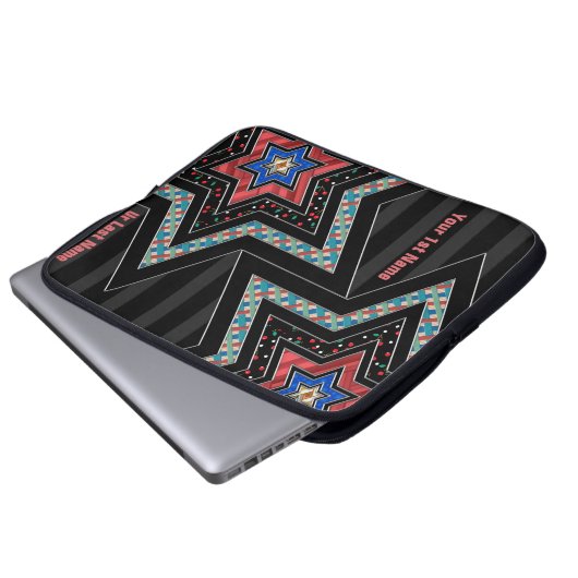 STARS of David and Stripes v2 (Personalisiert) Laptopschutzhülle (Vorne Knopf)