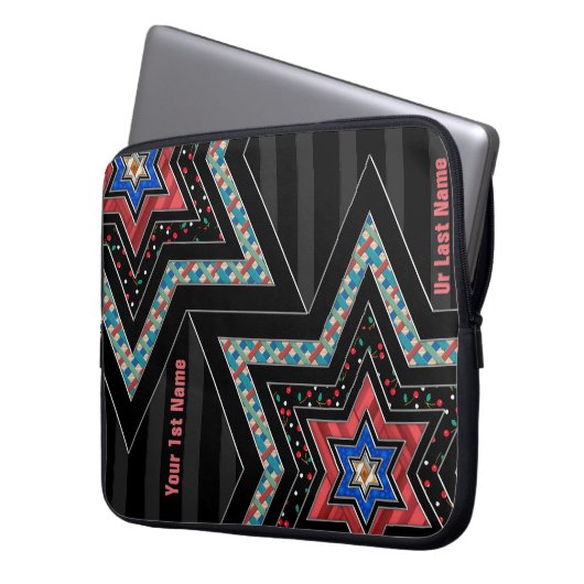 STARS of David and Stripes v2 (Personalisiert) Laptopschutzhülle (Vorderseite Links)