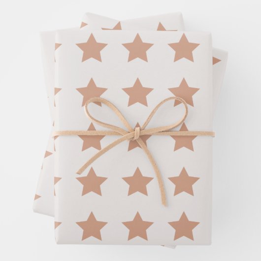Stars Pattern Beige Earth Tones Geschenkpapier Set (Beispiel)