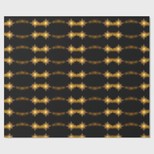 Stars Pattern Schwarz und Gold Star Lights Elegant Geschenkpapier (Flach)