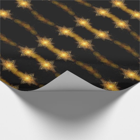Stars Pattern Schwarz und Gold Star Lights Elegant Geschenkpapier (Ecke)