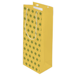 Stars Pattern Trending Colors Gold Green Yellow Geschenktüte Für Weinflaschen