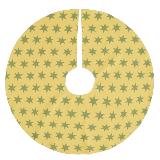 Stars Pattern Trending Colors Gold Green Yellow Polyester Weihnachtsbaumdecke (Vorderseite)
