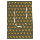 Stars Pattern Trending Colors Green Mango Mittlere Geschenktüte (Rückseite)