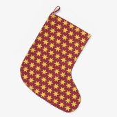 Stars Pattern Trending Colors Maroon Gold Großer Weihnachtsstrumpf (Vorderansicht (hängend))