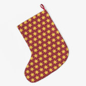 Stars Pattern Trending Colors Maroon Gold Großer Weihnachtsstrumpf (Rückseite (Hängend))