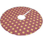Stars Pattern Trending Colors Maroon Gold Polyester Weihnachtsbaumdecke (Schrägansicht)